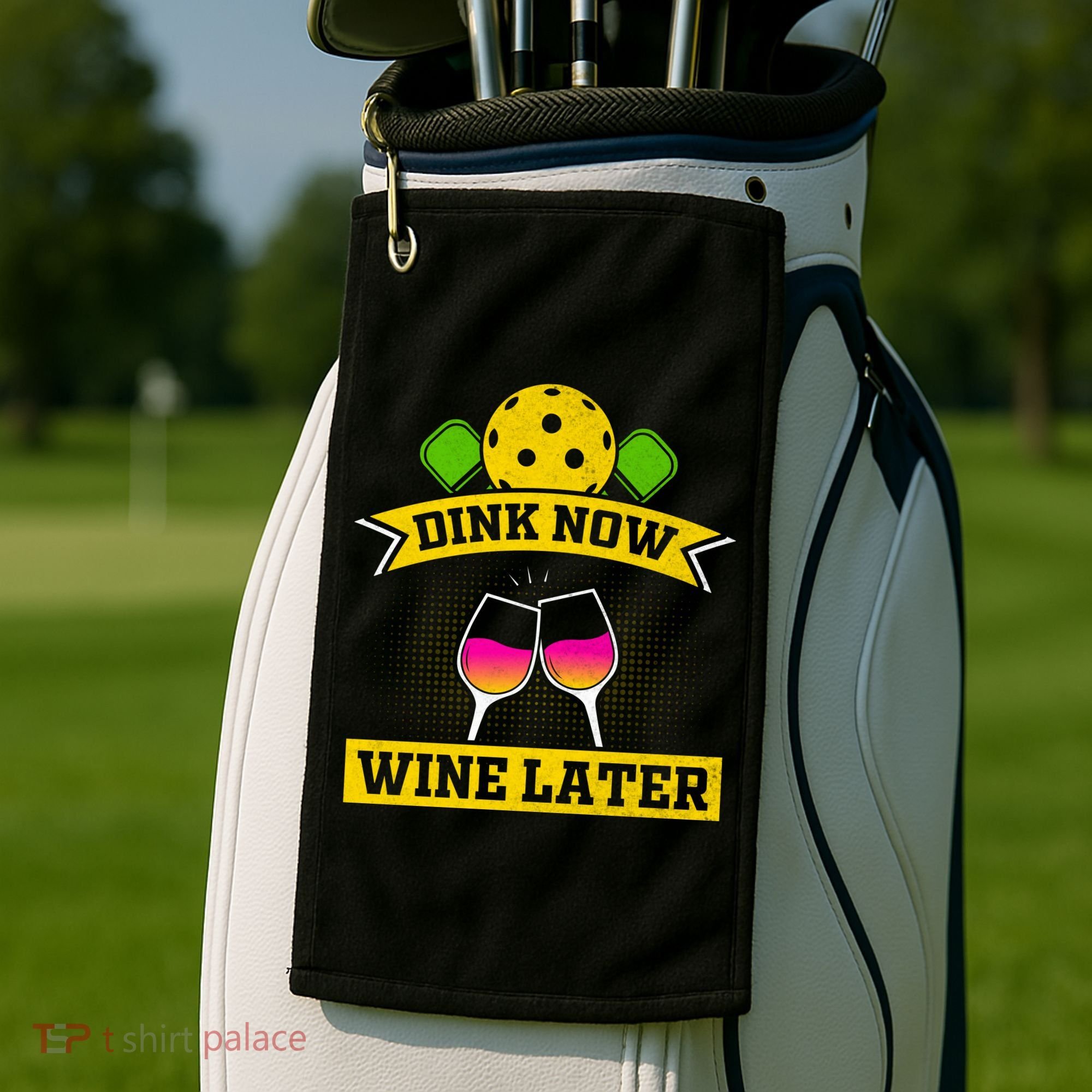 Dink Now Wine Later Pickleball Funny Gift For Pickleball Fan Golf Towel