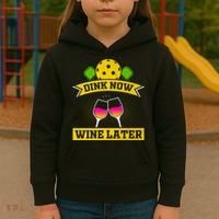 Dink Now Wine Later Pickleball Funny Gift For Pickleball Fan Kids Hoodie thumb 3