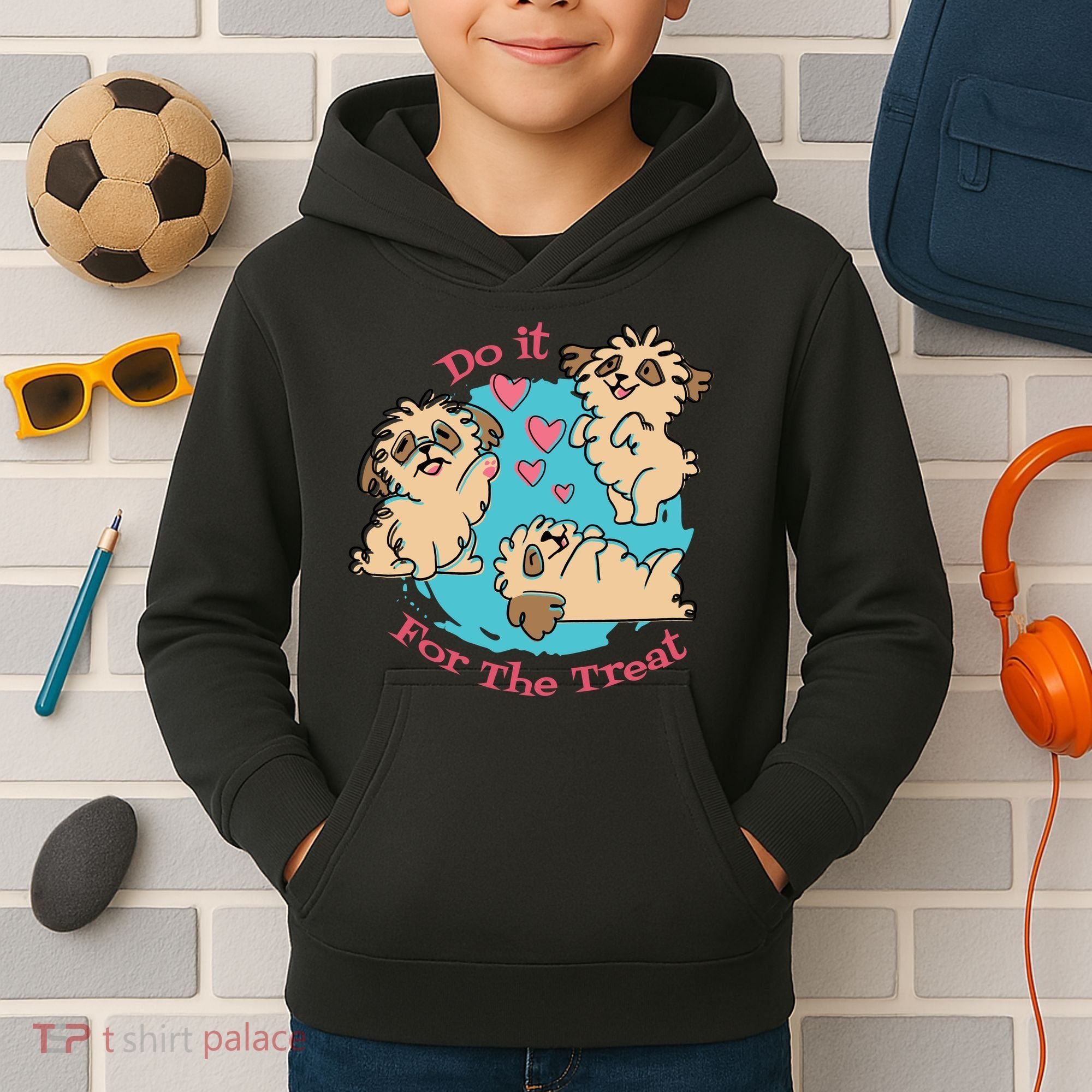 Do It For The Treat Cute Dogs Kids Hoodie