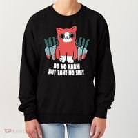 Do Know Harm Take No Sh*t Funny Cat Knifes Women's Sweatshirt thumb 0