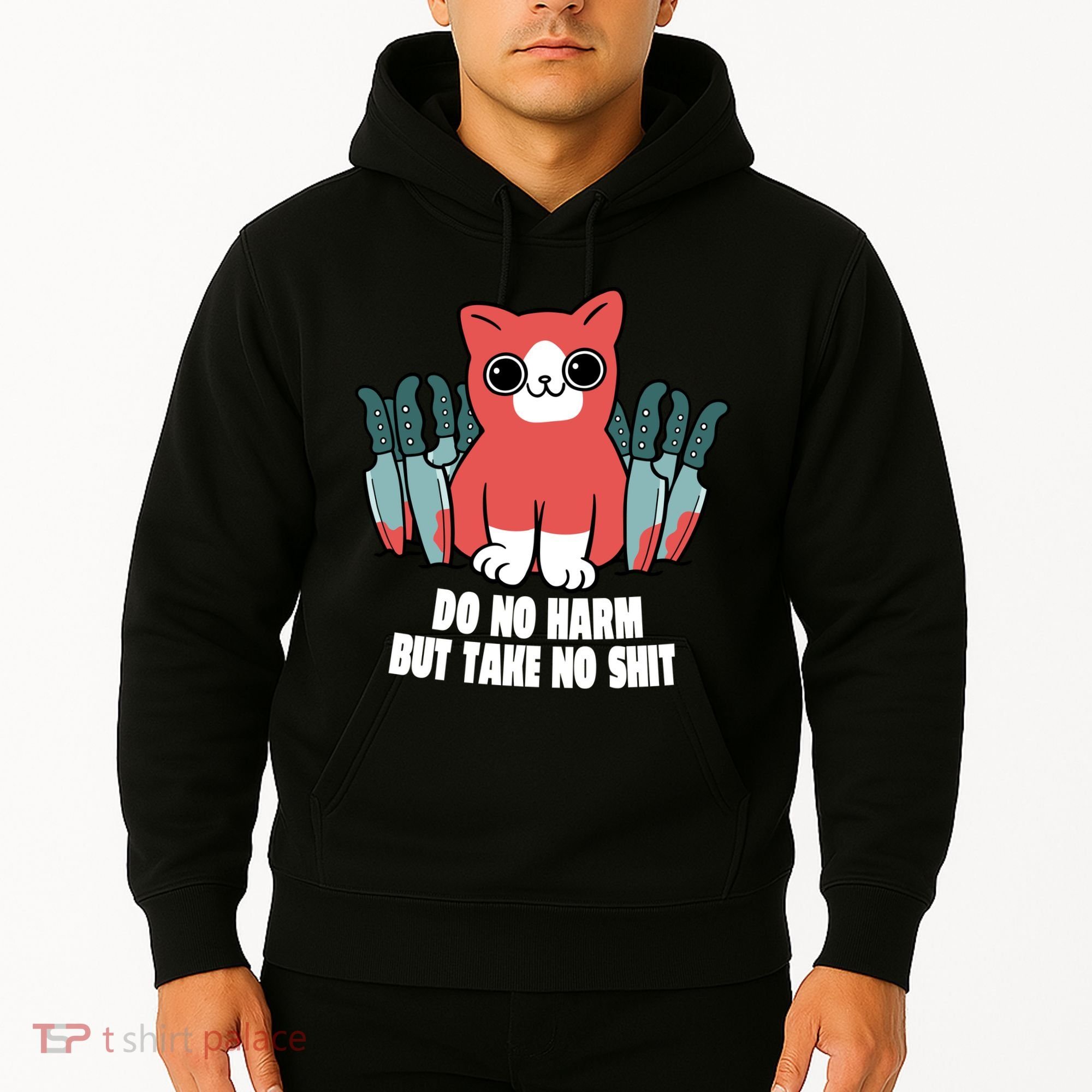 Do Know Harm Take No Sh*t Funny Cat Knifes Hoodie