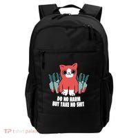 Do Know Harm Take No Sh*t Funny Cat Knifes Backpack thumb 0