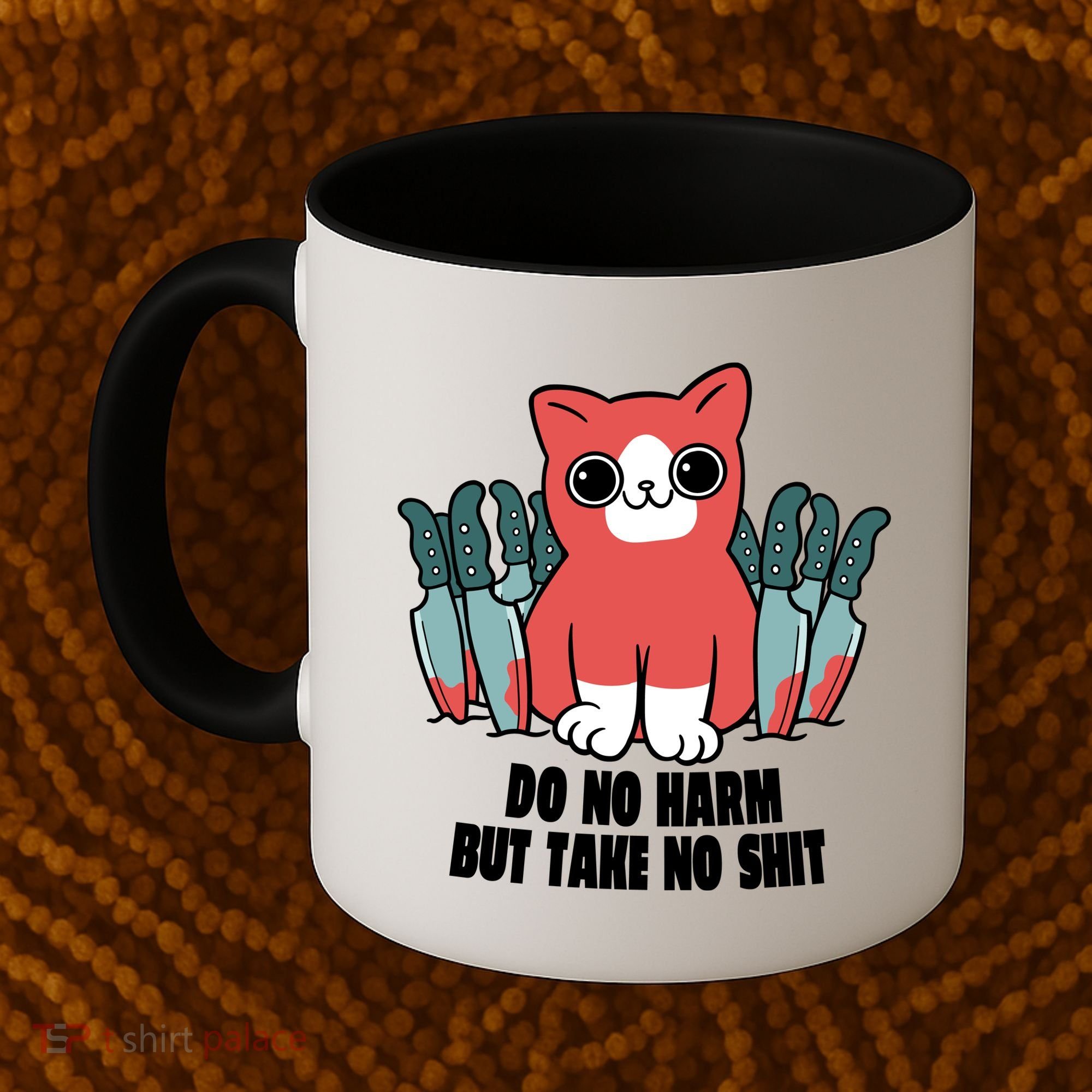 Do Know Harm Take No Sh*t Funny Cat Knifes Coffee Mug
