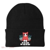 Do Know Harm Take No Sh*t Funny Cat Knifes Beanie thumb 0