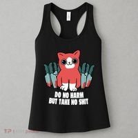 Do Know Harm Take No Sh*t Funny Cat Knifes Women's Tank Top thumb 3