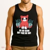 Do Know Harm Take No Sh*t Funny Cat Knifes Tank Top thumb 3