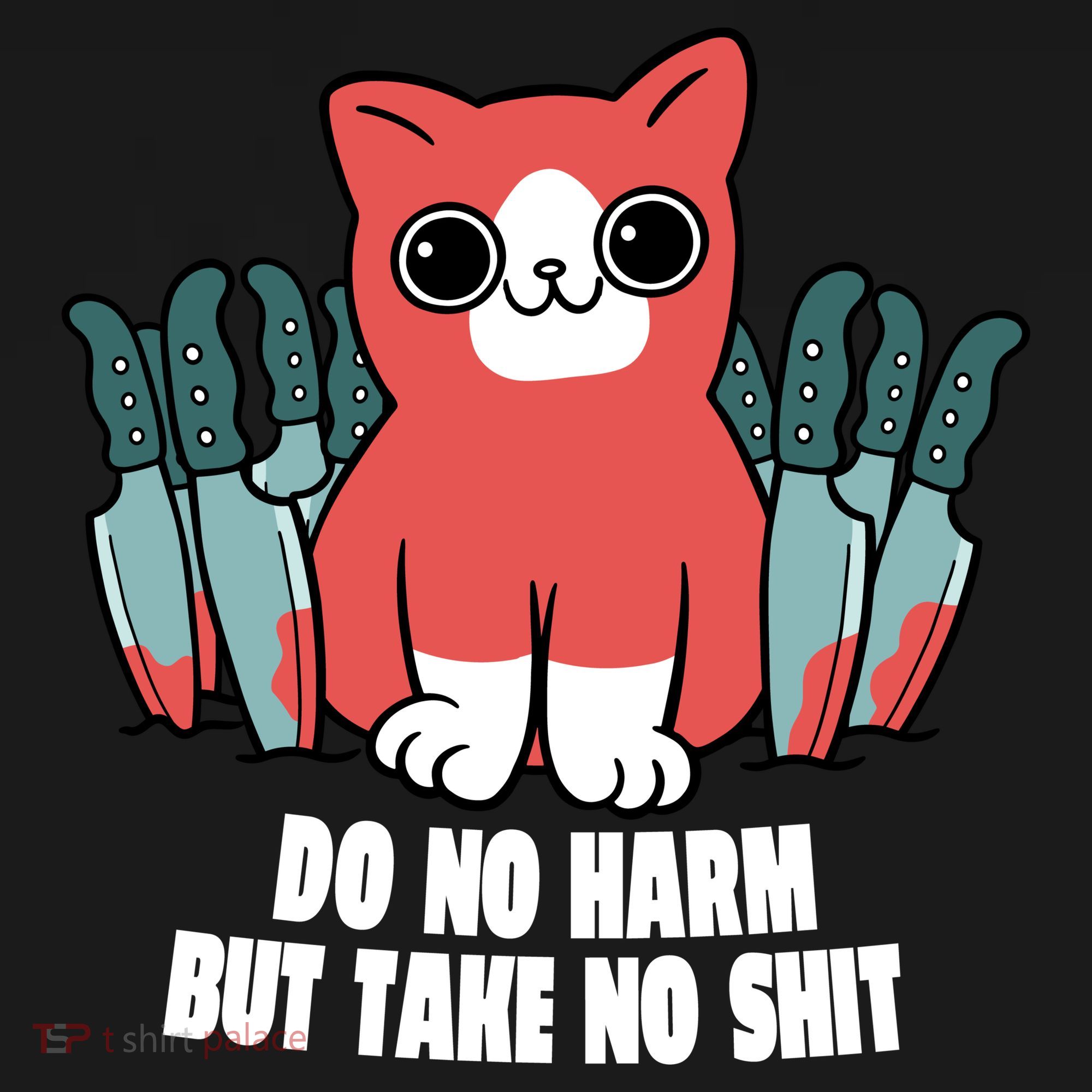 Do Know Harm Take No Sh*t Funny Cat Knifes Kids Long Sleeve Shirt