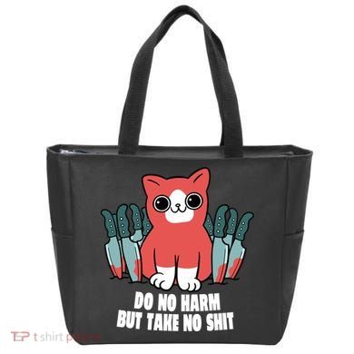 Do Know Harm Take No Sh*t Funny Cat Knifes Tote Bag