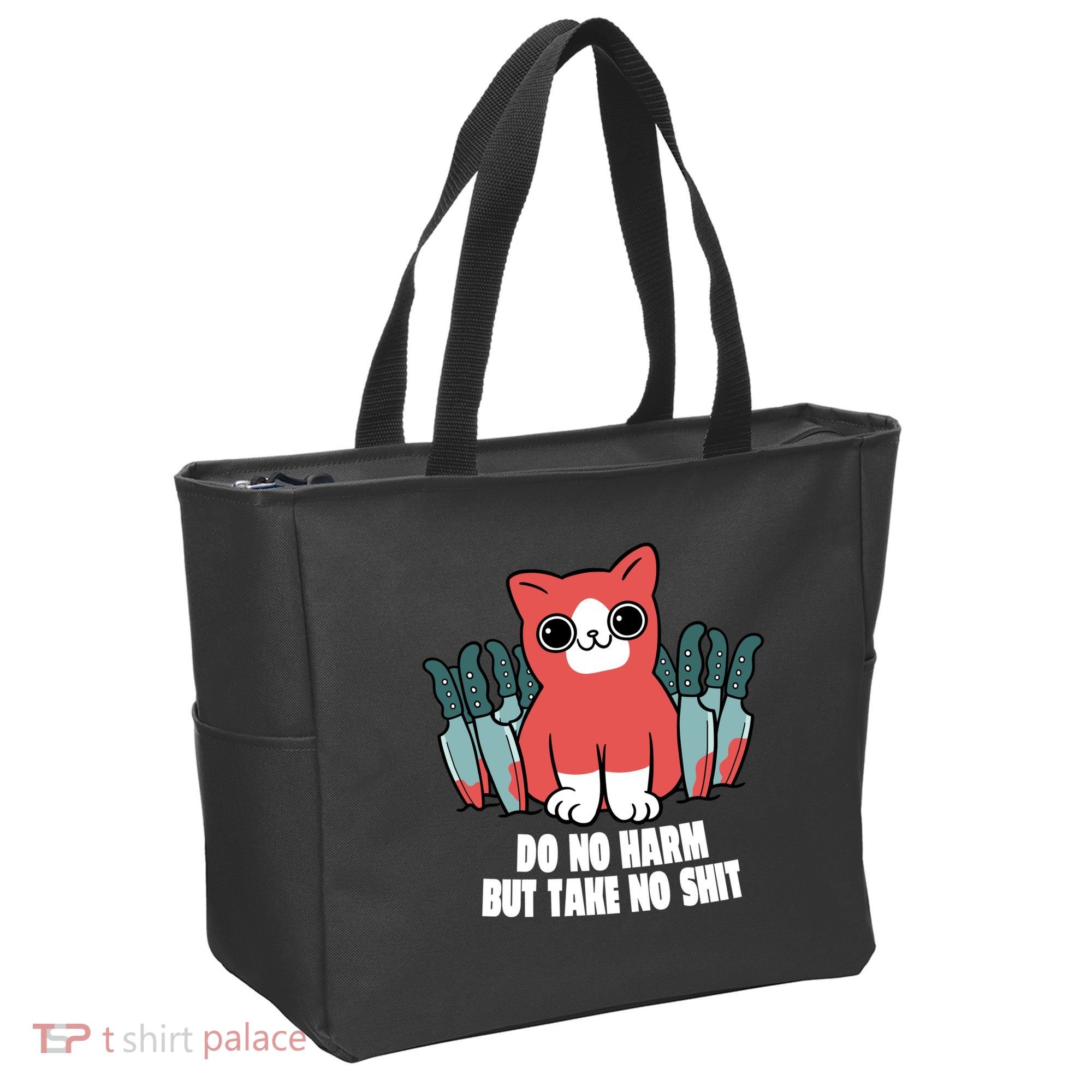 Do Know Harm Take No Sh*t Funny Cat Knifes Tote Bag