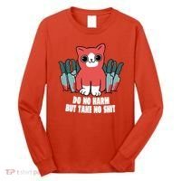 Do Know Harm Take No Sh*t Funny Cat Knifes Long Sleeve Shirt thumb 0
