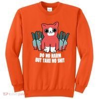 Do Know Harm Take No Sh*t Funny Cat Knifes Sweatshirt thumb 0