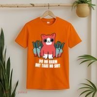 Do Know Harm Take No Sh*t Funny Cat Knifes T-Shirt thumb 2