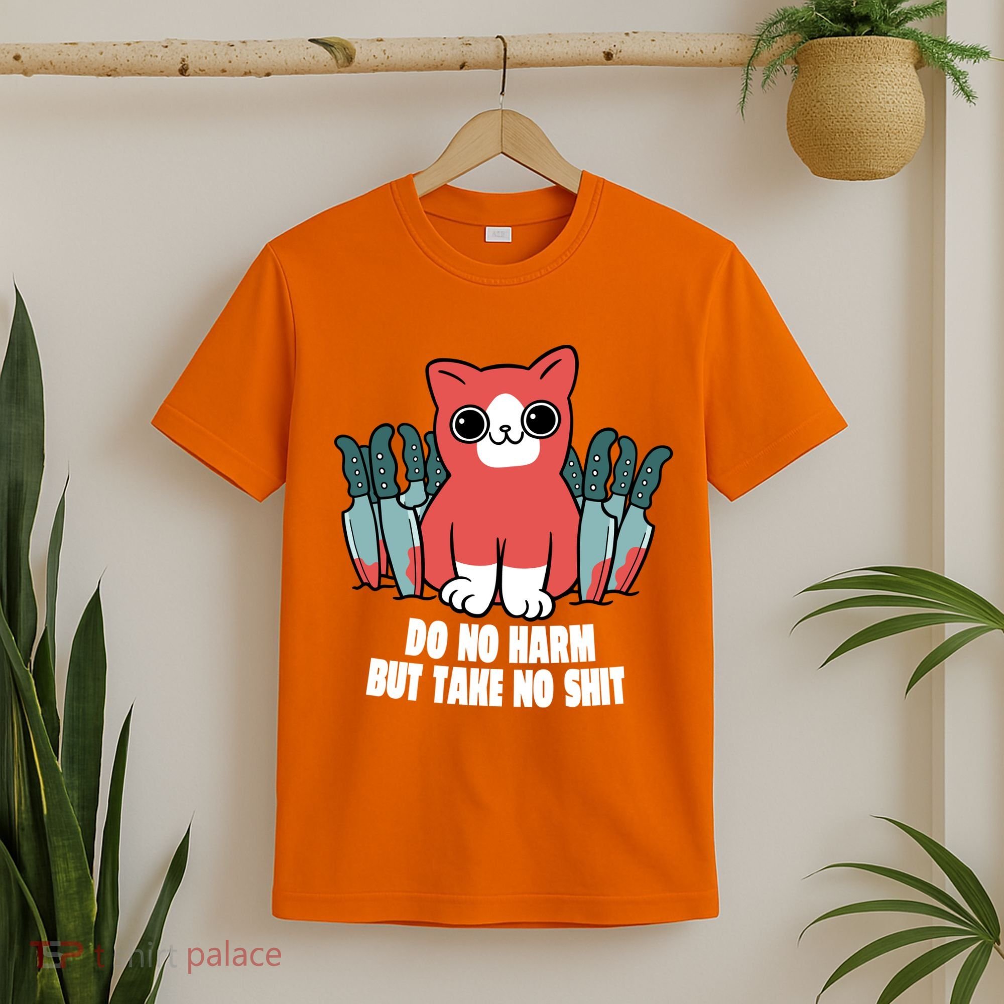 Do Know Harm Take No Sh*t Funny Cat Knifes T-Shirt