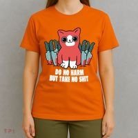 Do Know Harm Take No Sh*t Funny Cat Knifes T-Shirt thumb 4