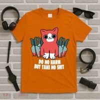 Do Know Harm Take No Sh*t Funny Cat Knifes T-Shirt thumb 5