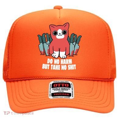 Do Know Harm Take No Sh*t Funny Cat Knifes Hat