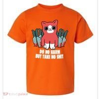 Do Know Harm Take No Sh*t Funny Cat Knifes Toddler T-Shirt thumb 0