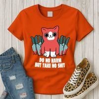 Do Know Harm Take No Sh*t Funny Cat Knifes Women's T-Shirt thumb 3
