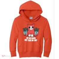 Do Know Harm Take No Sh*t Funny Cat Knifes Kids Hoodie thumb 0