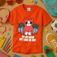 Do Know Harm Take No Sh*t Funny Cat Knifes Kids T-Shirt thumb 3