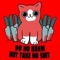 Do Know Harm Take No Sh*t Funny Cat Knifes Santa Hat thumb 1