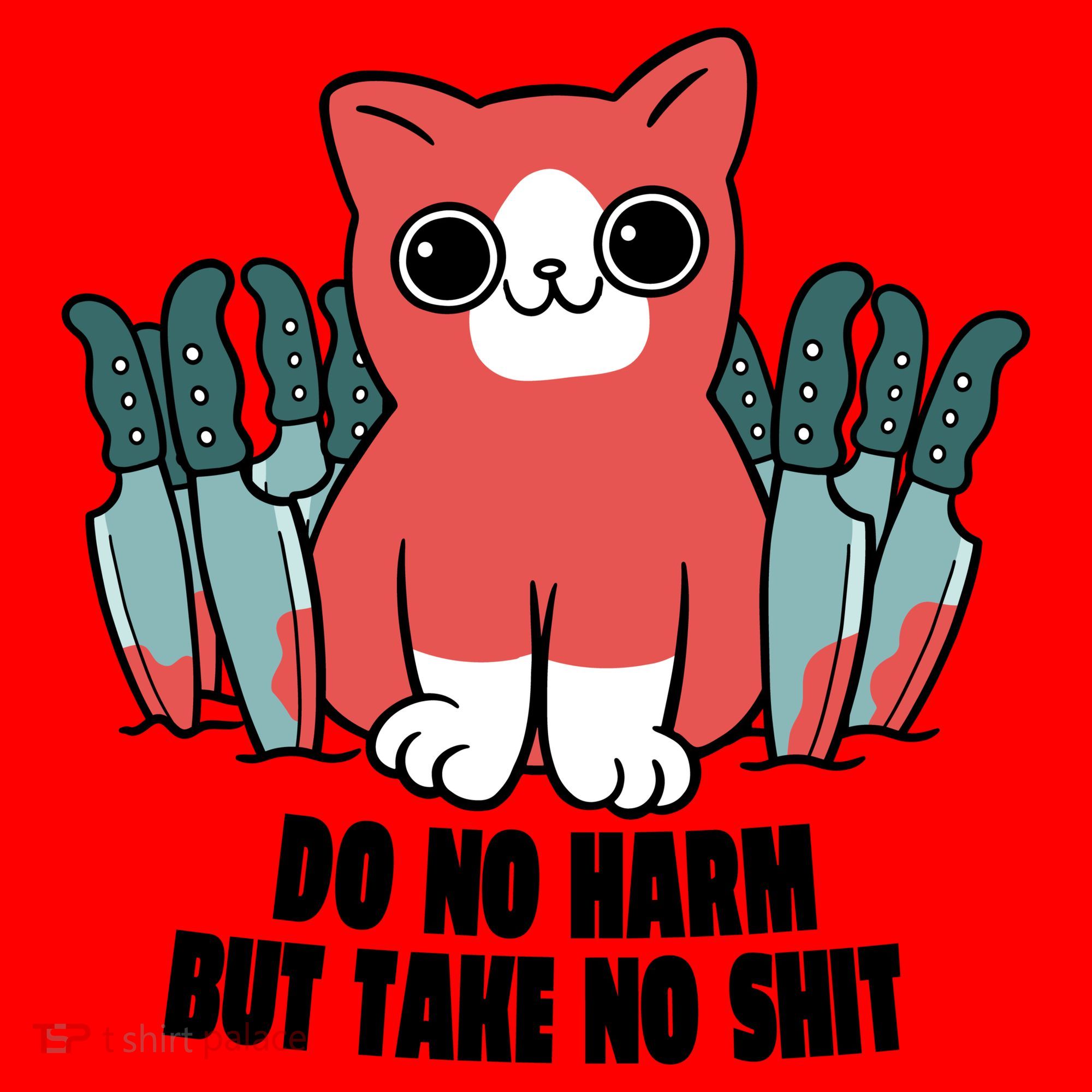 Do Know Harm Take No Sh*t Funny Cat Knifes Santa Hat