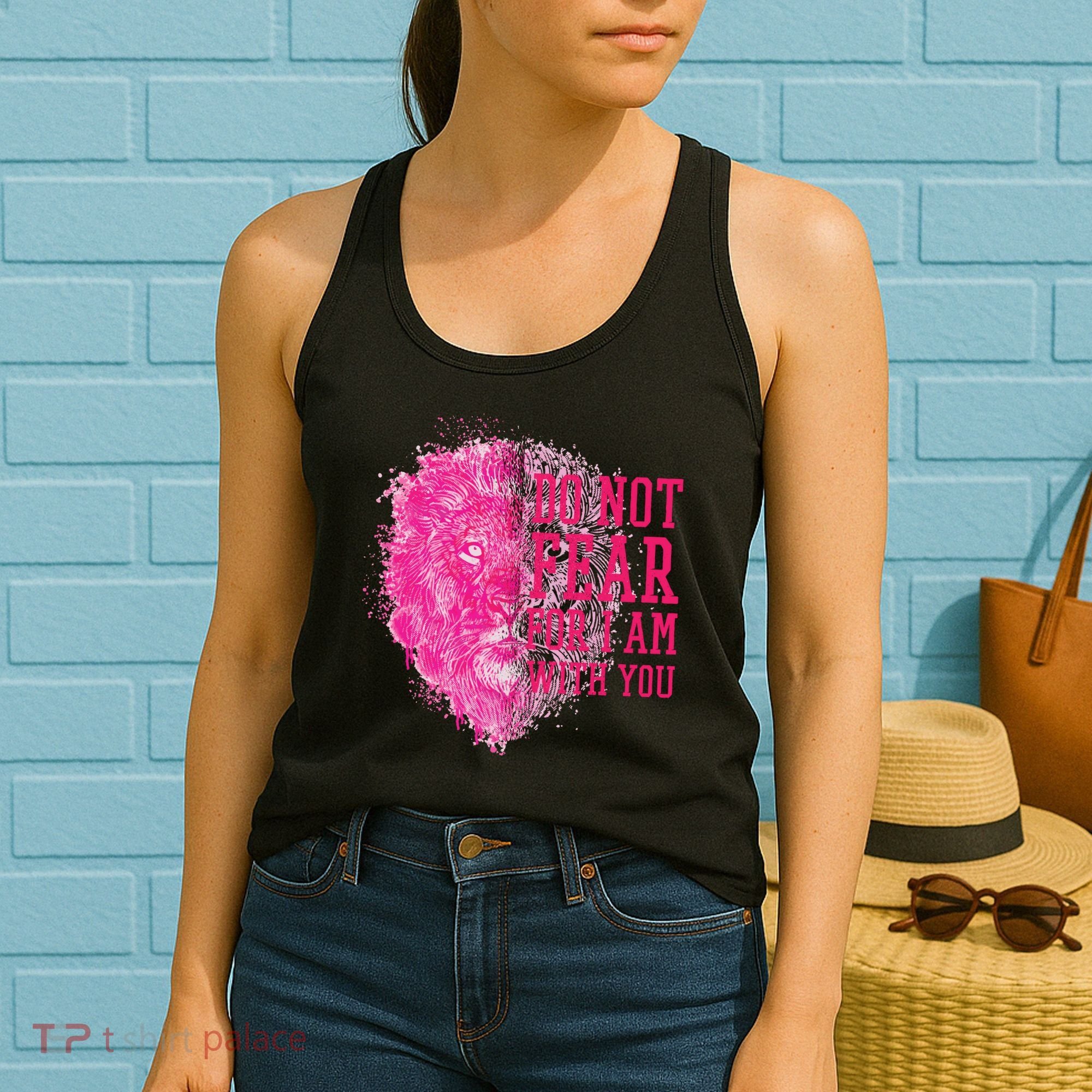 Do Not Fear For I Am With You Pink Lion Women's Tank Top