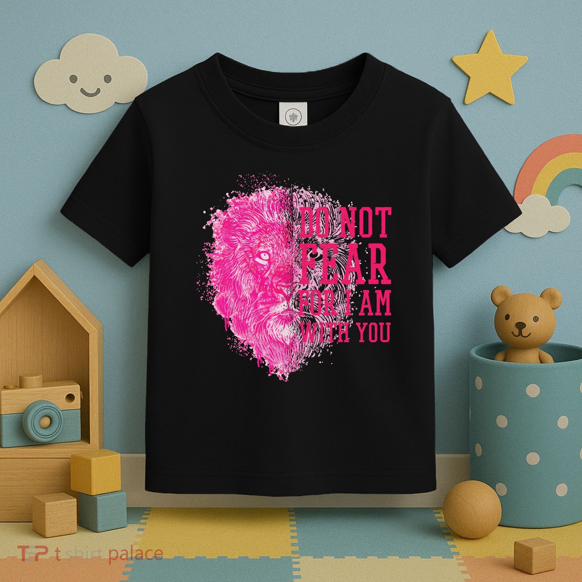Do Not Fear For I Am With You Pink Lion Toddler T-Shirt