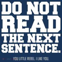 Do Not Read The Next Sentence. You Little Rebel. I Like You. Button thumb 1