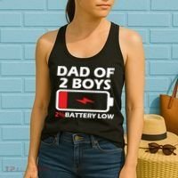 Dad Of 2 Boys Funny Fathers Day Birthday Dady Gift Funny Fathers Day Women's Tank Top thumb 2