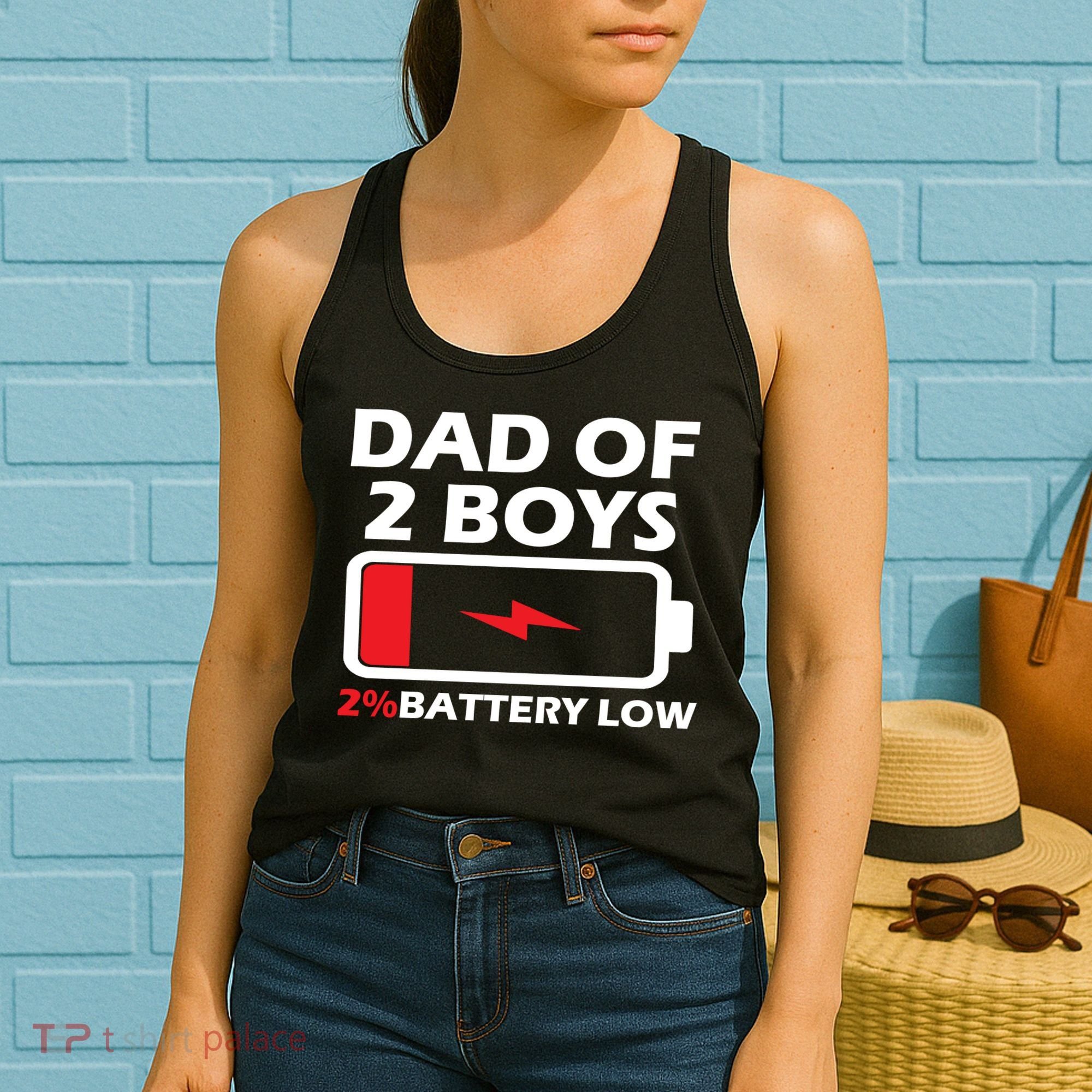 Dad Of 2 Boys Funny Fathers Day Birthday Dady Gift Funny Fathers Day Women's Tank Top