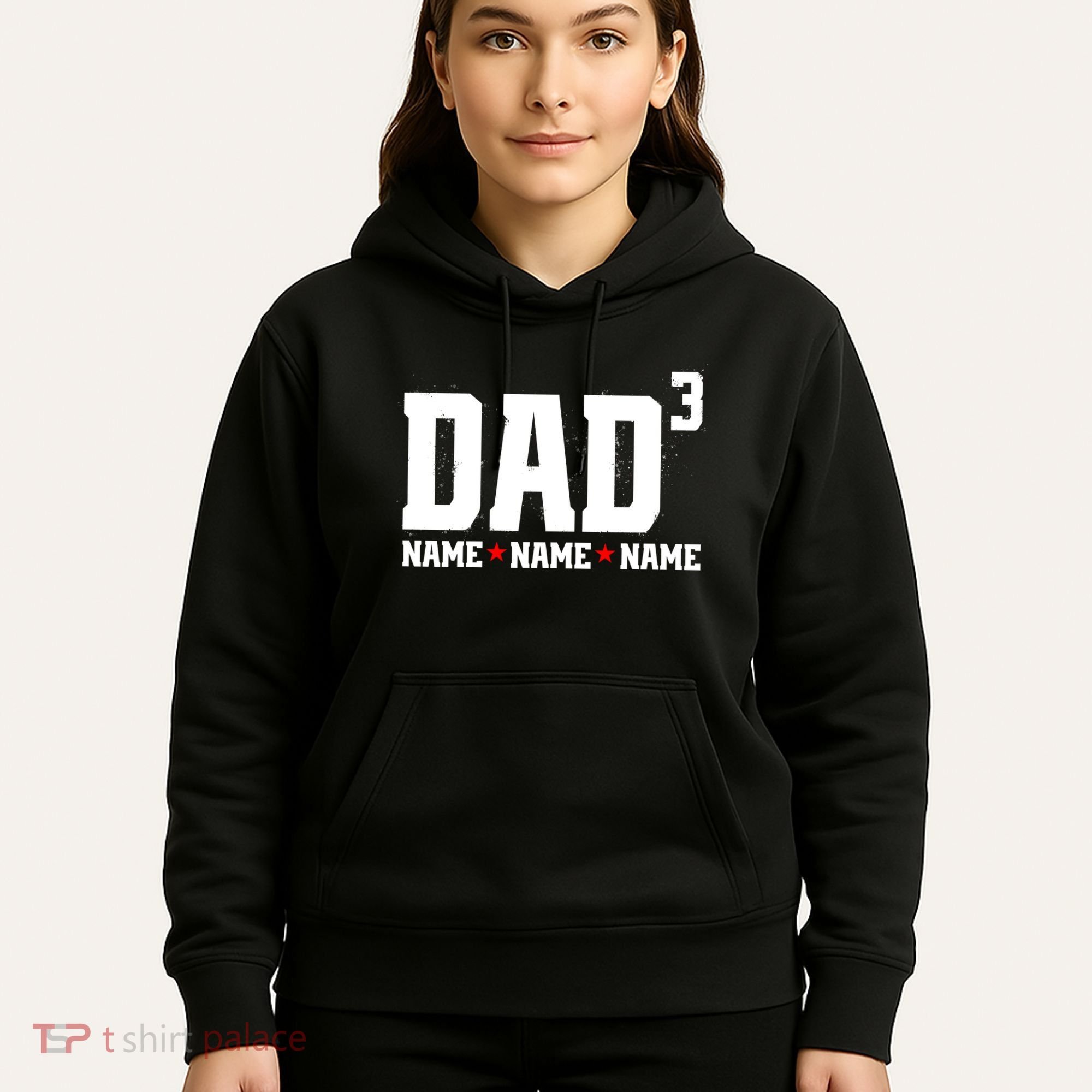 Dad Of 3 Fathers Day Gift Daughter Son Kids Names Personalized Hoodie