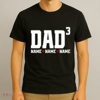 Dad Of 3 Fathers Day Gift Daughter Son Kids Names Personalized T-Shirt thumb 3