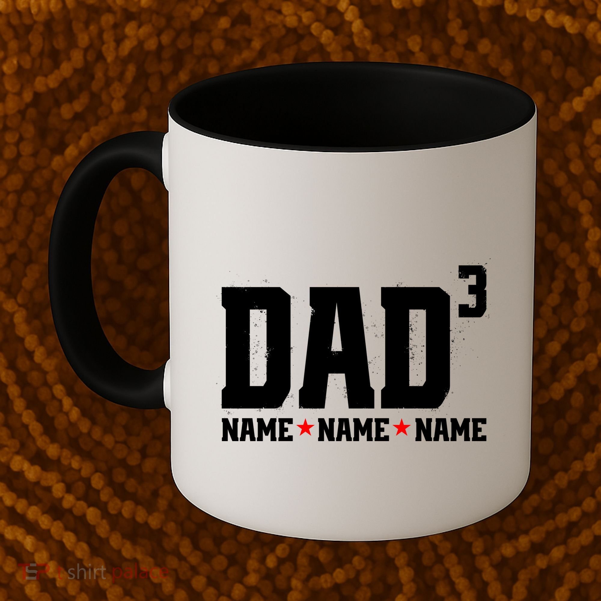 Dad Of 3 Fathers Day Gift Daughter Son Kids Names Personalized Coffee Mug