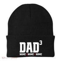 Dad Of 3 Fathers Day Gift Daughter Son Kids Names Personalized Beanie thumb 0