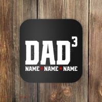 Dad Of 3 Fathers Day Gift Daughter Son Kids Names Personalized Coaster thumb 0