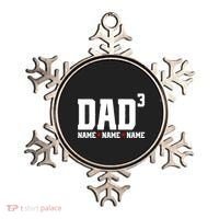 Dad Of 3 Fathers Day Gift Daughter Son Kids Names Personalized Ornament thumb 0