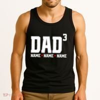 Dad Of 3 Fathers Day Gift Daughter Son Kids Names Personalized Tank Top thumb 3
