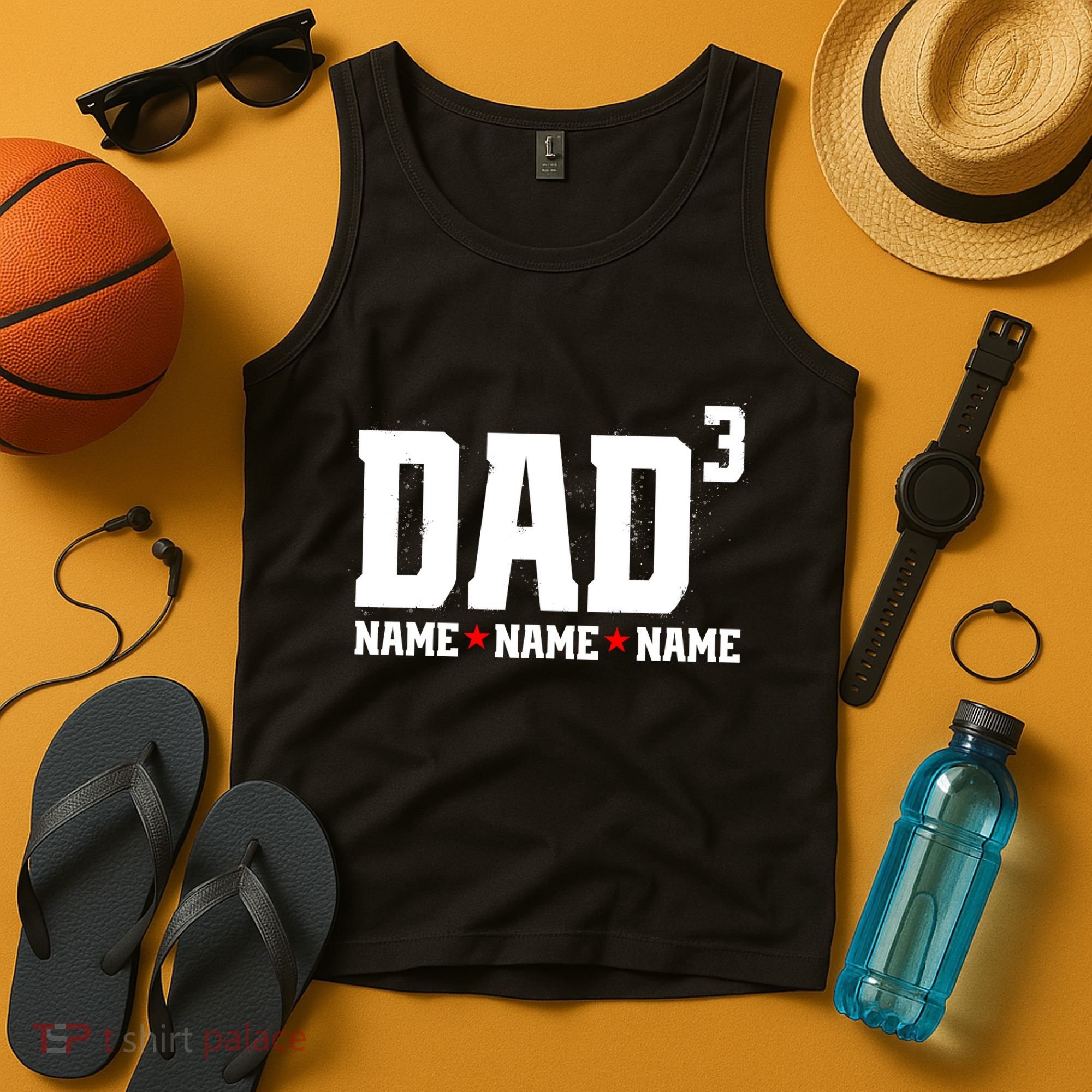 Dad Of 3 Fathers Day Gift Daughter Son Kids Names Personalized Tank Top