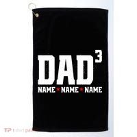 Dad Of 3 Fathers Day Gift Daughter Son Kids Names Personalized Golf Towel thumb 0