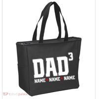 Dad Of 3 Fathers Day Gift Daughter Son Kids Names Personalized Tote Bag thumb 2