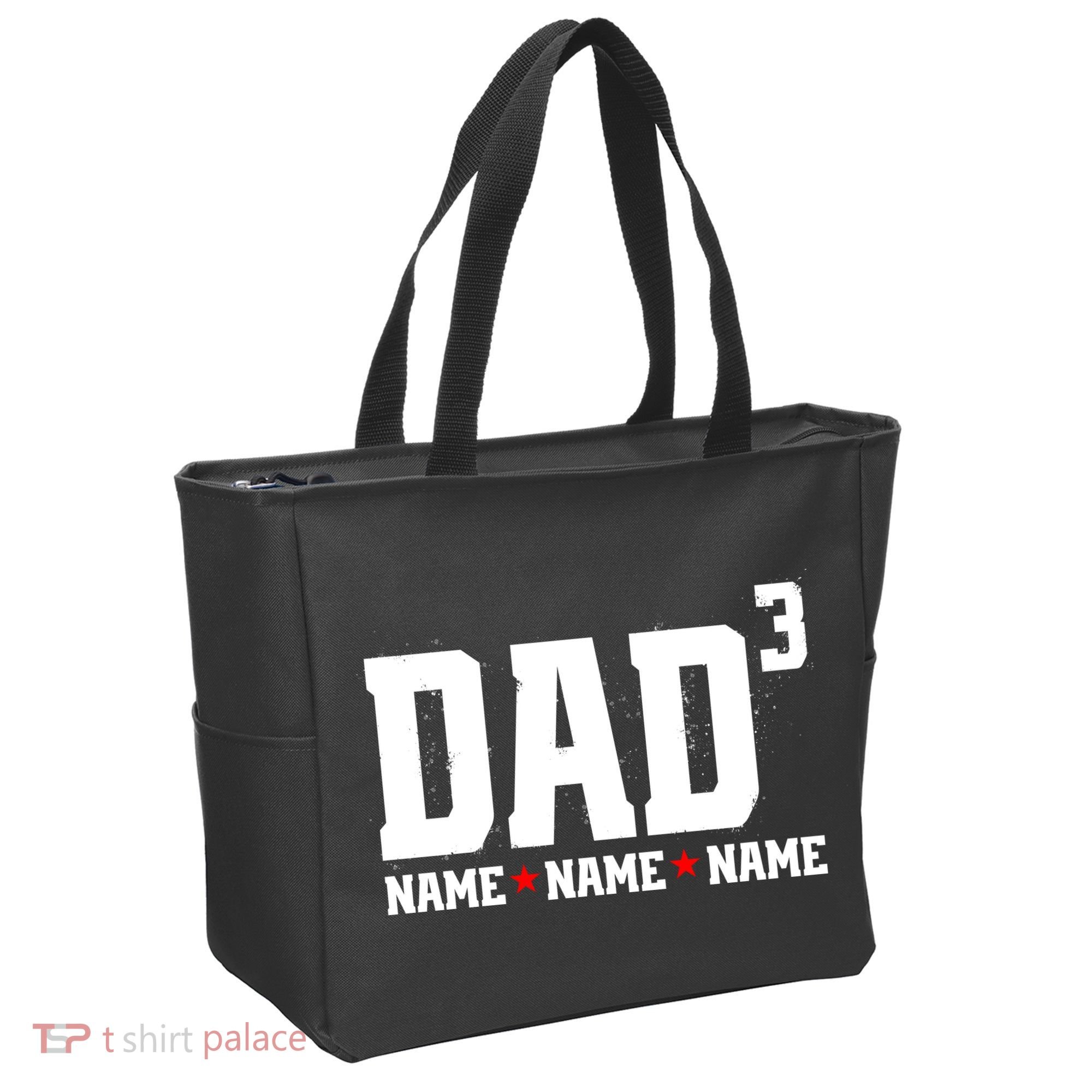Dad Of 3 Fathers Day Gift Daughter Son Kids Names Personalized Tote Bag
