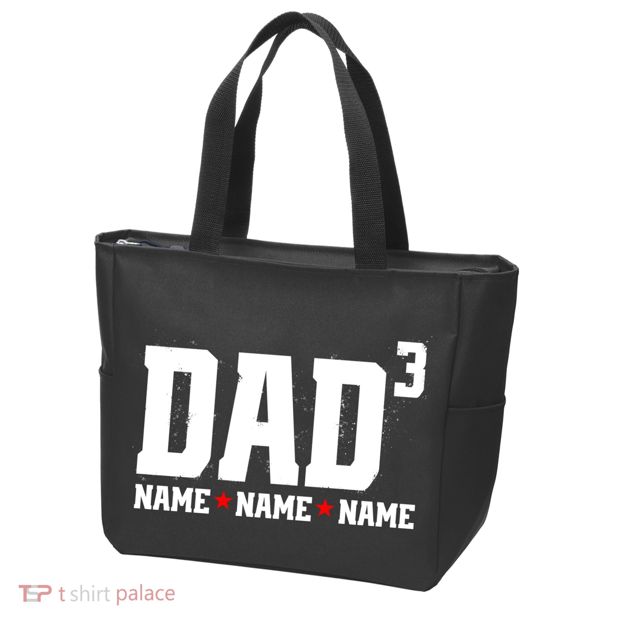 Dad Of 3 Fathers Day Gift Daughter Son Kids Names Personalized Tote Bag