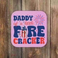 Daddy Of A Little Firecracker Family Matching 4th Of July Coaster thumb 0