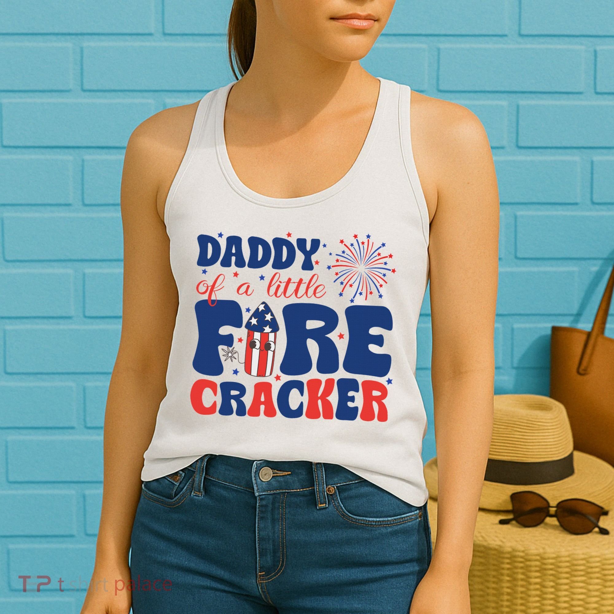 Daddy Of A Little Firecracker Family Matching 4th Of July Women's Tank Top