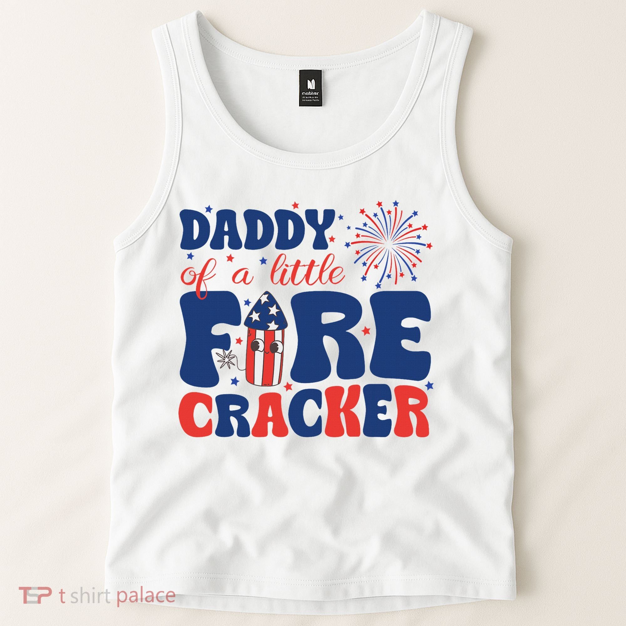 Daddy Of A Little Firecracker Family Matching 4th Of July Tank Top