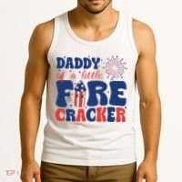 Daddy Of A Little Firecracker Family Matching 4th Of July Tank Top thumb 3