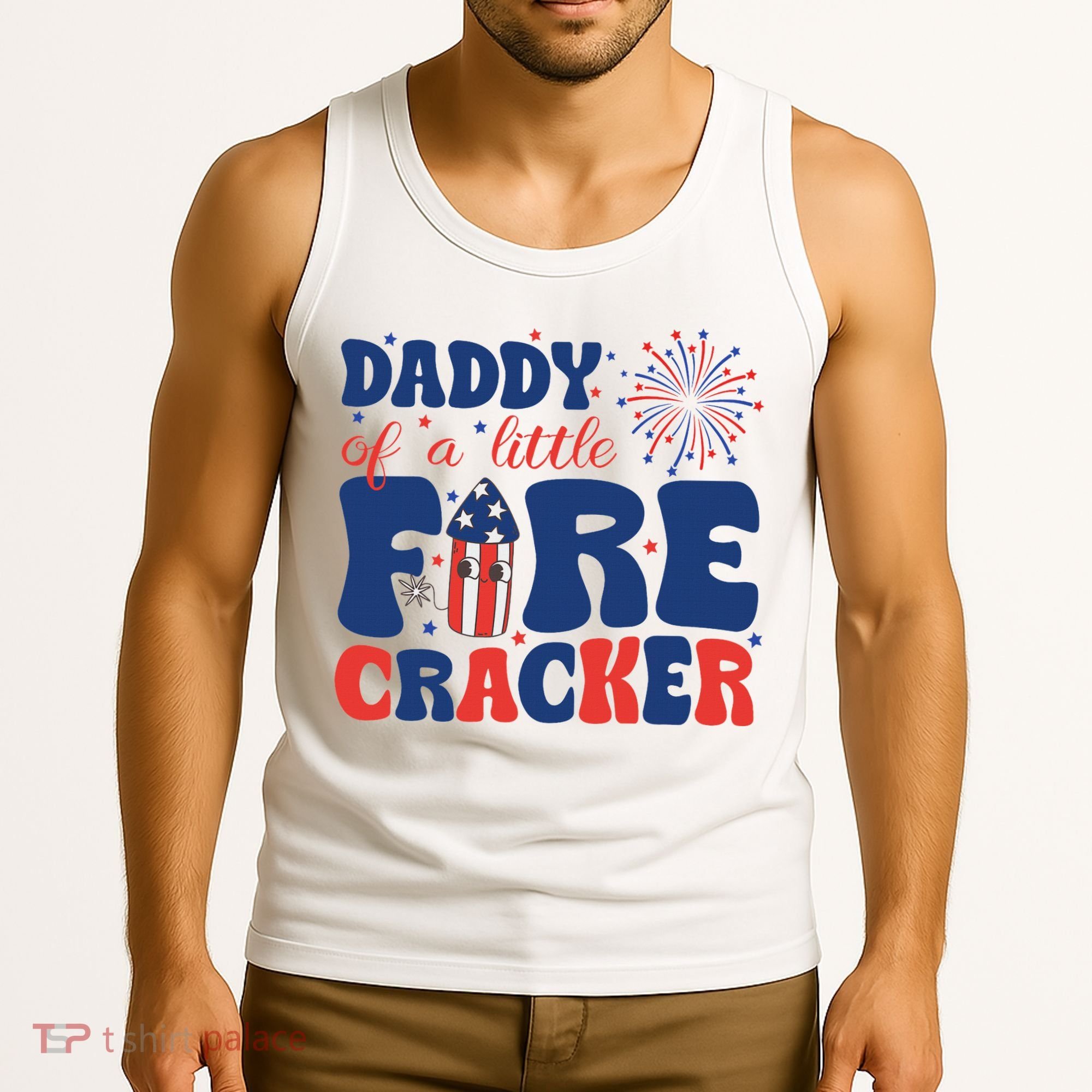 Daddy Of A Little Firecracker Family Matching 4th Of July Tank Top