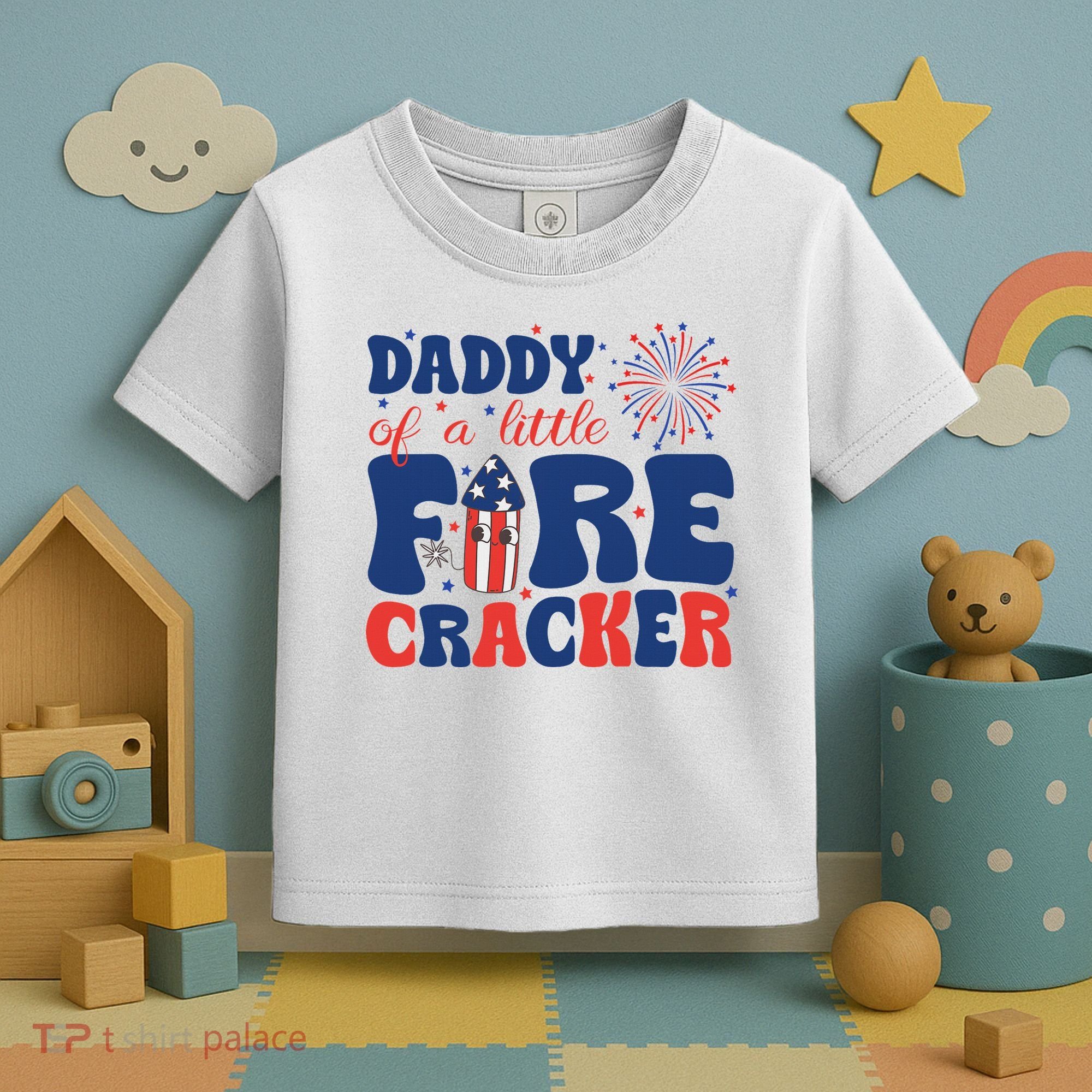 Daddy Of A Little Firecracker Family Matching 4th Of July Toddler T-Shirt