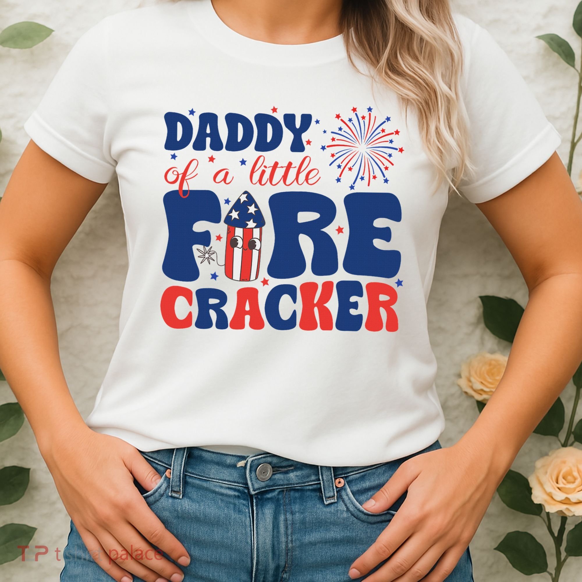 Daddy Of A Little Firecracker Family Matching 4th Of July Women's T-Shirt